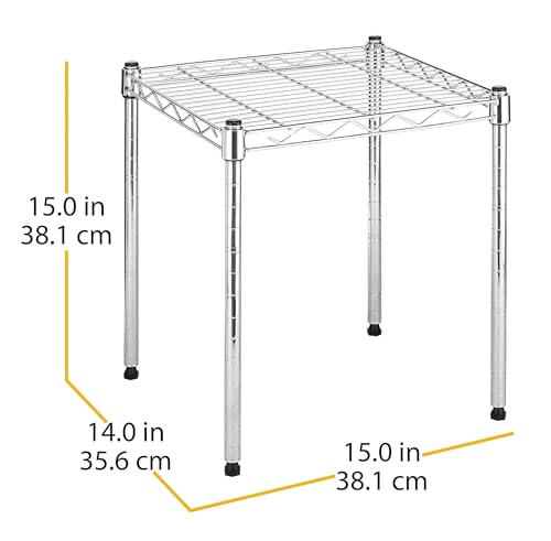 1 Tier Supreme Stacking Shelving Unit, Wire Metal Home Storage Organizer, 15" L x 14" W x 15" H, Chrome - view 3