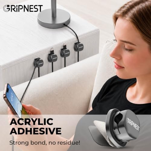 Cable Clips 12 Pack Rotatable Cord Organizer with Adhesive - view 6