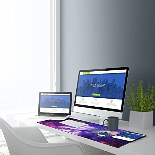 Large Extended Gaming Mouse Pad, Long Mouse Pads, Extra Large Big Mouse Pad with Stitched Edge, XXL Non-Slip Computer Computer Keyboard Mat for Gamer/Desktop/Office/Home, Galaxy - view 6