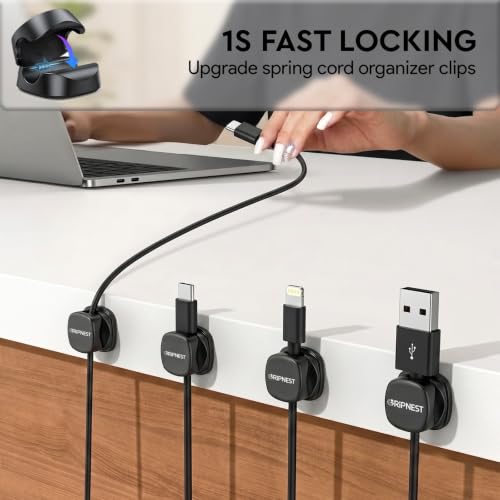 Cable Clips 12 Pack Rotatable Cord Organizer with Adhesive - view 4