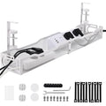 Under Desk Cable Management Box 25.3 Inch – Clamp-Mounted Cable Organizer Tray, Large Cord Management Box for Office & Home, Wire Organizer Under Desk Storage, White
