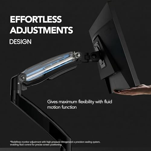 Dual Monitor Stand for 13″–40″, Premium Dual Monitor Mount with USB, Height Adjustable Monitor Stand for 2 Monitors, VESA Mount with Clamp/Grommet Base, Holds 26.4lbs per Arm, HNDS7 - view 5