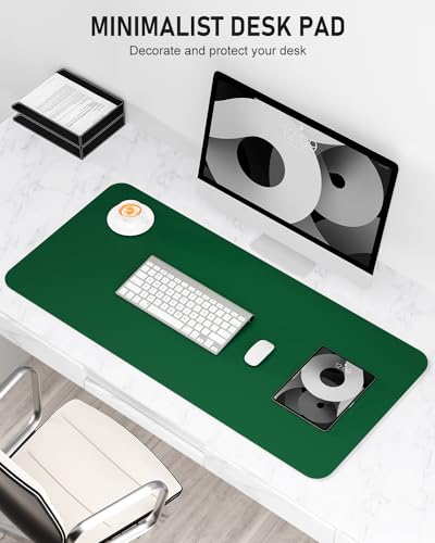 Desk Pad, 30" x 14" PU Leather Non-Slip Desk Mat Large Mouse Pad for Desktop, Waterproof Laptop Computer Writing Mat for Office, Home, Work, Gaming, Dark Green - view 2