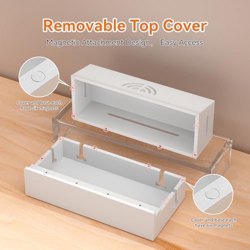 Bamboo Cable Management Box, White, 31X14X15.5CM - view 6