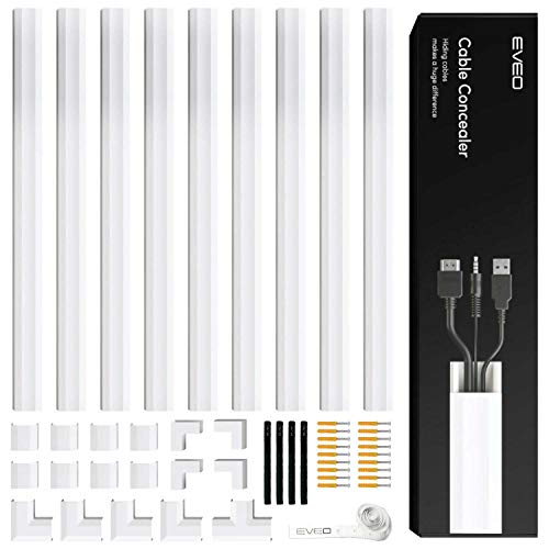 Cable Hider Wall - 153" Wall Cord Hider, Cable Concealer, Wire Covers for Cords - Wall Cable Hider and Cable Raceway for TV Cord Hider Wire Cover - 10X (L16 x W0.95 x H0.5) - Medium | White