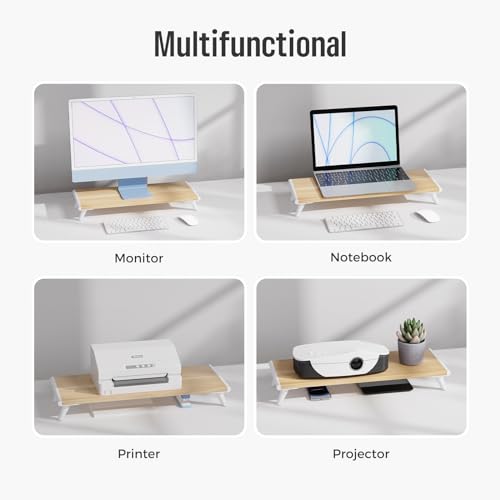 Monitor Stand Riser for Desk, 22.4" × 8.2" Computer Stand, Wood - view 4