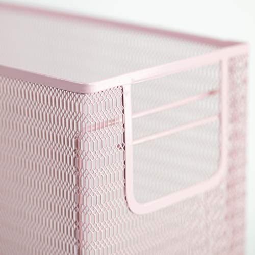 Pink Desk Organizer Set | 5 Piece Metal Office Desk Organizer with Hanging File Holder, Magazine Organizer, Pen Cup, Sticky Note Holder, Letter Sorter | Desk Organizers and Accessories - view 5