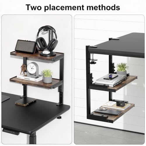 2 Tier Clamp on Desk Shelf (Wood) - view 5