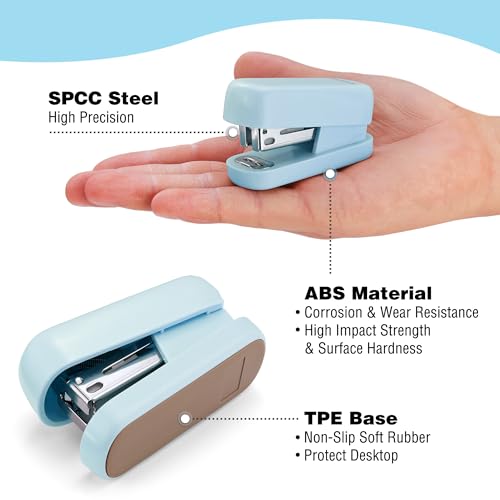 Mini Stapler with Staples, Blue Stapler with Remover, 2000 Staples - view 3