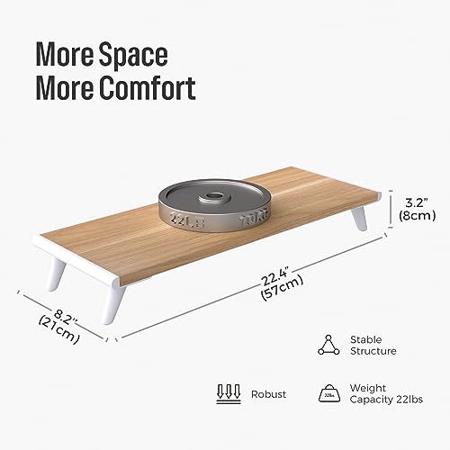 Monitor Stand Riser for Desk, 22.4" × 8.2" Computer Stand, Wood - view 5