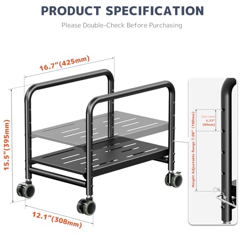 Computer Tower Stand Under Desk for Most Mid-Tower, Black - view 5
