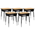 Metal Student Desk with Open Book Box, Natural, 5-Pack