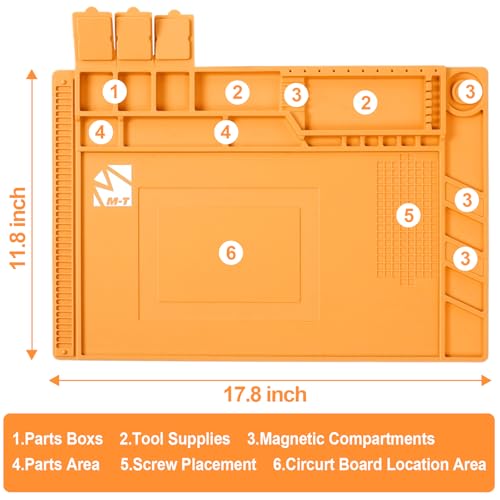 17.7x11.8 in Silicone Soldering Mat, Heat Resistant 932°F, Anti-Static Repair Mat,Magnetic Screw Tray,Scale Ruler,BGA,Phone Watch Laptop PCB,Workbench - view 5