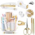 Gold Office Supplies Set with Pencil Holder for Desk
