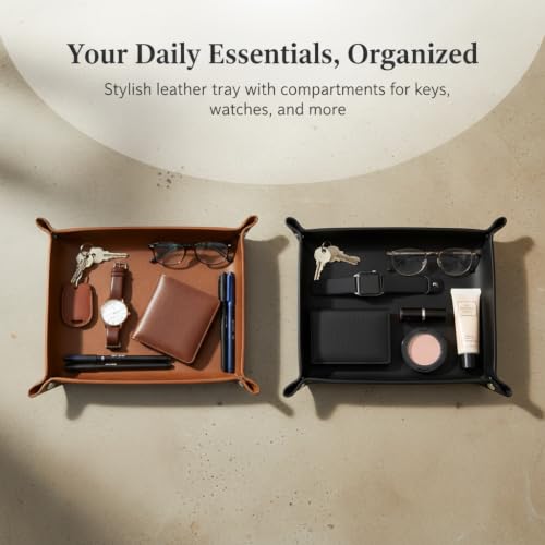 Leather Storage Tray, Foldable Divided - view 4