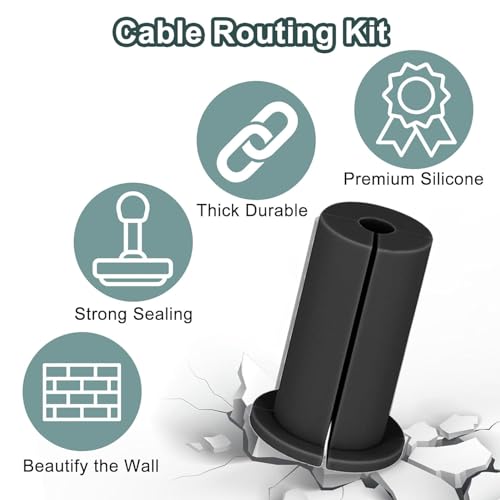 4PCS Cable Routing Kit for Ethernet Cable, 1 Inch Rubber Wall Hole Cable Feed Through Bushings, Ethernet Cable Grommet Compatible with Cable Under 7mm (Black) - view 4