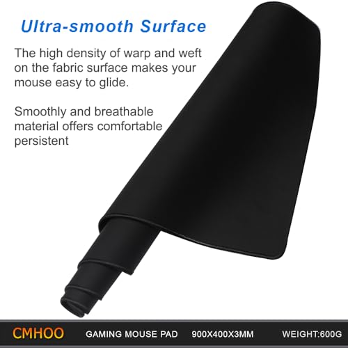 XXL Professional Large Mouse Pad & Computer Game Mouse Mat (35.4x15.7x0.12IN, 90x40 Black) - view 5