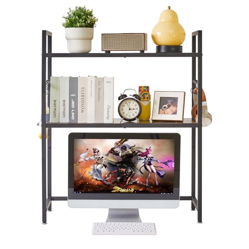Office Desktop Shelf Organizer Computer Storage Rack Adjustable Desk Bookshelf Display Shelf for Office Home Dormitory,Brown UTMZ004H