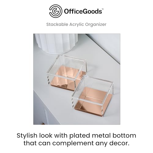 3-Tier Stackable Acrylic Holder, Clear with Rose Gold Base - view 2