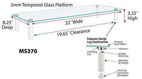 Glass Monitor Riser, 22 Inch Wide, 40 Lb Capacity - view 3