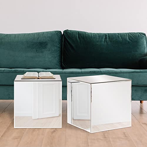 Collection Mirrored Finish Silver Cube Table Centerpiece, Showpeice Coffee Table, Home Decor Accessories Furniture for Bedroom, Livingroom, 16 x 16 x 16 Inch - view 2
