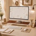 Bamboo Monitor Riser, Wide Desktop Monitor Stand for Desk with Clear Acrylic Legs, 31.5 x 8" Bamboo Wood Shelf, Fit Keyboard, Home Office Workspace Accessories,Study Stationaries Storage (Dark Brown)