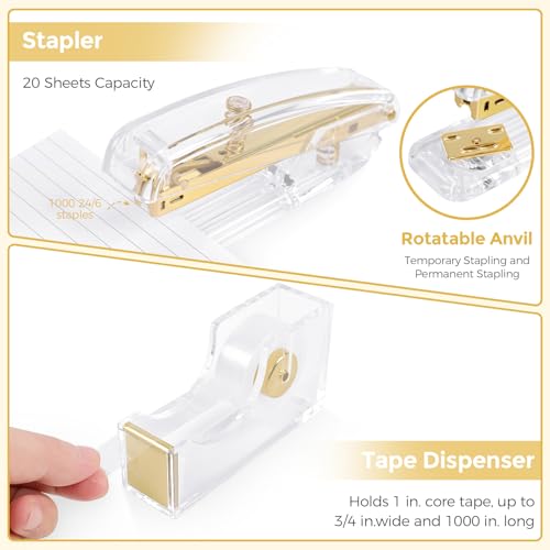 Gold Office Supplies Set with Pencil Holder for Desk - view 4