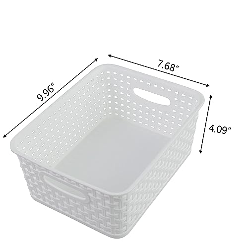 Plastic White Storage Baskets, 6 Pack Small Organizer Baskets Box - view 2