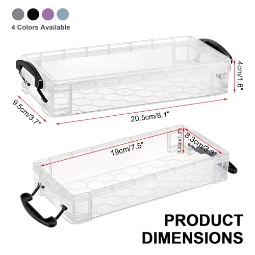 1 Pack Modern Plastic Pencil Box, Clear Marker Organizer, Stackable Storage Box for Painting Brushes Pencils, Crayon Case Pen Container with Snap-tight Lid for Drawing Tools Small Items (Black) - view 3