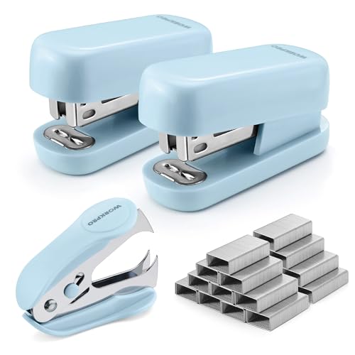 Mini Stapler with Staples, Blue Stapler with Remover, 2000 Staples