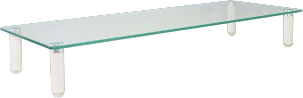 Glass Monitor Riser with 5mm Tempered Glass Platform and 40-Pound Capacity, 22-Inch W x 8.25-Inch D x 3.25-Inch H, Clear Glass (MS370)