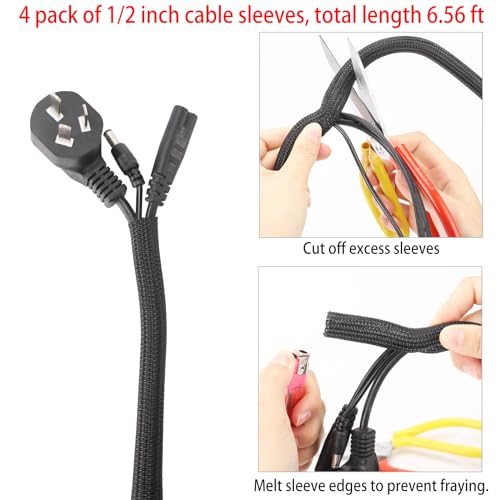 604 Pcs Cable Management Kit, 4 Cord Organizer Sleeve, 7 Cable Holder, 38 Adhesive Cord Clips, 40 Pcs+5 Roll Cable Organizer Straps 200 Cable Ties 300 Cable Wire Clips for PC TV Under Desk - view 3