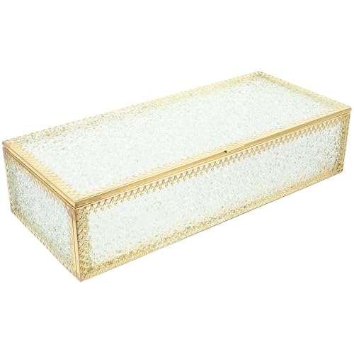Rectangular Glass Jewelry Box and Easy Access Lid with Metal Frame