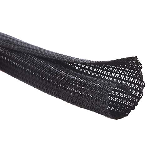 10ft - 1/2 inch Cord Protector Wire Loom Tubing Cable Sleeve Split Sleeving For USB Cable Power Cord Audio Video Cable – Protect Cat From Chewing - Black