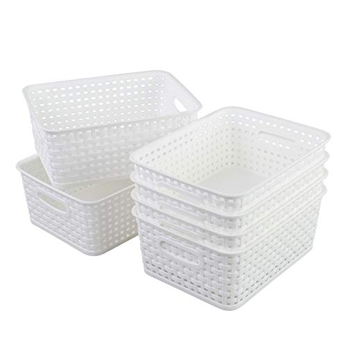 Plastic White Storage Baskets, 6 Pack Small Organizer Baskets Box - view 7