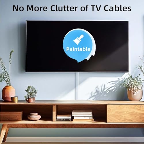 Cord Hider for Wall Mounted TV, 57in Paintable Cable Cover System, Self-Adhesive Cable Management Raceway Kit Hides 2-3 Wires, Baseboard Wire Hider Easy Installation, W 0.95 H 0.55in, White - view 4