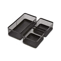 Mesh Collection Desk Drawer Organizer Tray 3 Compartment - Stackable, Matte Black