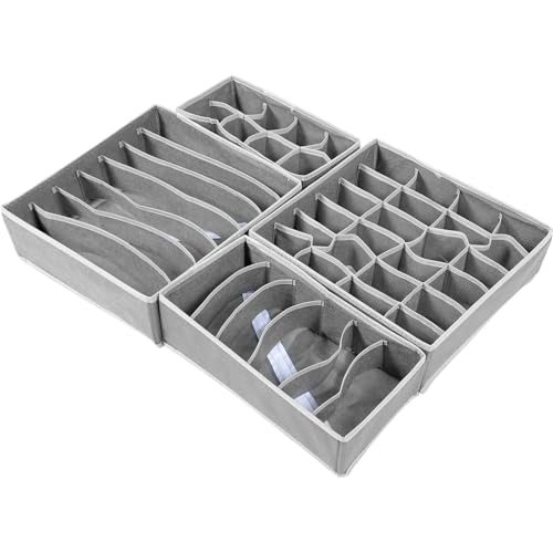 Underwear Drawer Organizer Divider with Foldable Multi Grid Compartments