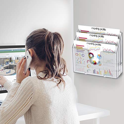 Horizontal Triple File Folder Organizer Sorter, Letter Size, Clear - view 4