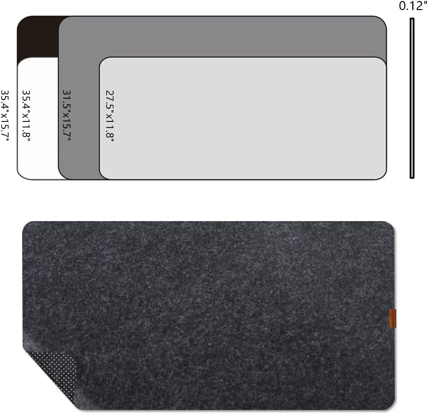 Felt Desk Mat,Non-Slip Mouse Pad, 27.5"x11.8" Office Supplies Desk Protector, Desk Accessories for Home and Office (Black) - view 7