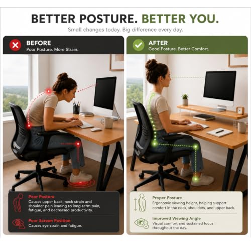 Bamboo Monitor Riser, Wide Desktop Monitor Stand for Desk with Clear Acrylic Legs, 31.5 x 8" Bamboo Wood Shelf, Fit Keyboard, Home Office Workspace Accessories,Study Stationaries Storage (Dark Brown) - view 5