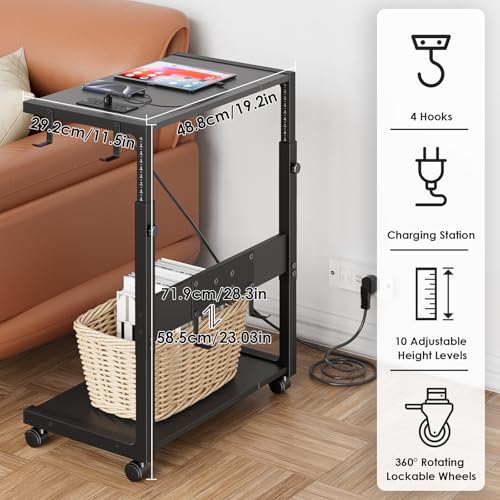 Computer Tower Stand with Power Outlet - 10-Level Height Adjustable - view 5