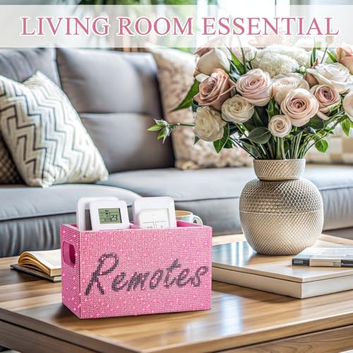 Rhinestone Remote Control Holder,Desk Accessories for Gift, Pink - view 3