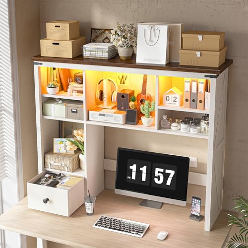 Desktop Bookshelf, Computer Up to 27”, Adjustable Storage Shelf