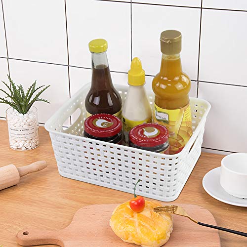 Plastic White Storage Baskets, 6 Pack Small Organizer Baskets Box - view 5