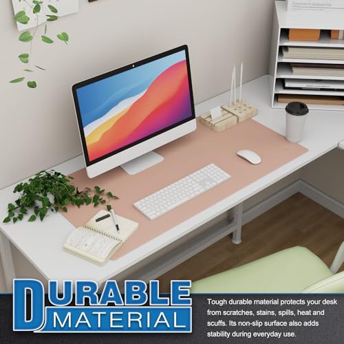 Large Office Desk Mat, Leather Mouse Pad (31.5"x15.7", Pink) - view 5