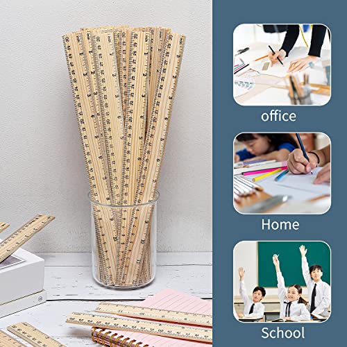 60 Pack Wooden Ruler 12 Inch Rulers Bulk Wood Measuring Ruler Office Ruler 2 Scale - view 2