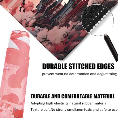 Japanese Large Gaming Mouse Pad with Stitched Edges, 35.4"x15.7" Large Extended Computer Pad, Mouse Pad Protector with Non-Slip Waterproof Rubber Base for Laptop Office Accessories, Sunset - view 2