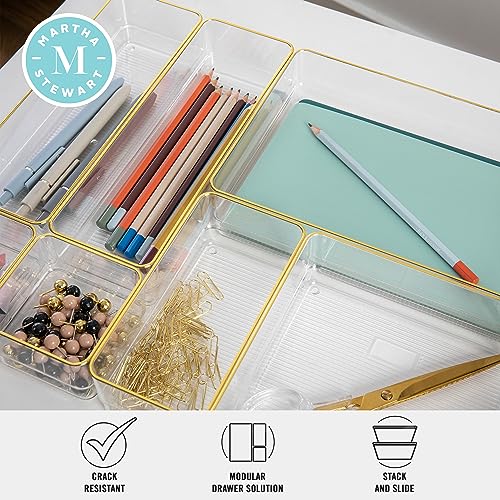 Kerry Stackable Desk Drawer Organizers, Clear/Gold, 8-Pack - view 3