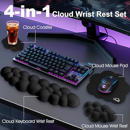 Cloud Wrist Rest Keyboard Cushion and Cloud Mouse Pad, Black - view 2